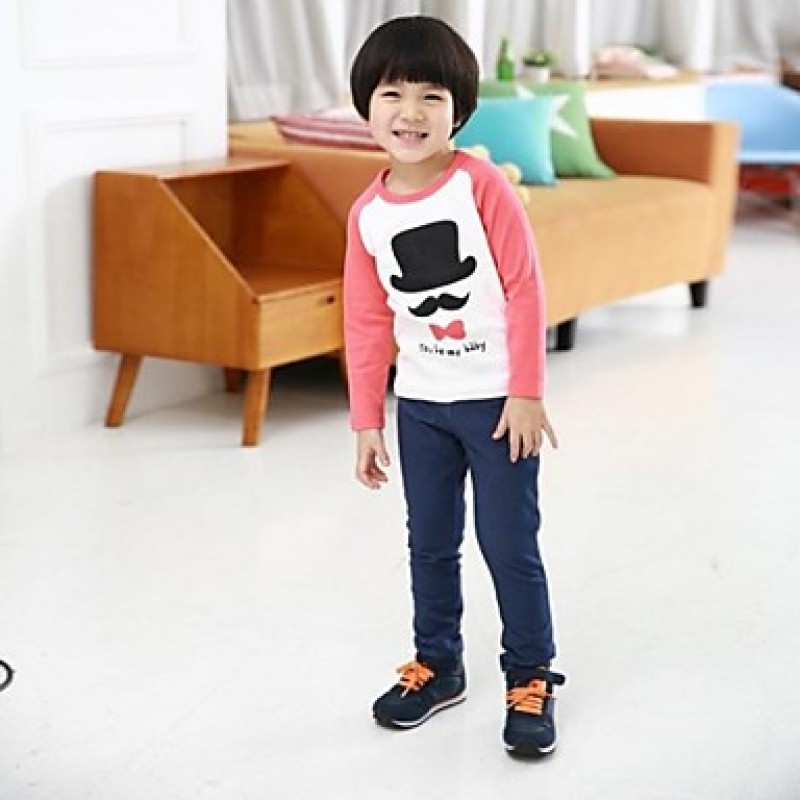 Girl's Blue / Pink Tee,Print Cotton Blend Winter / Fall / Spring  